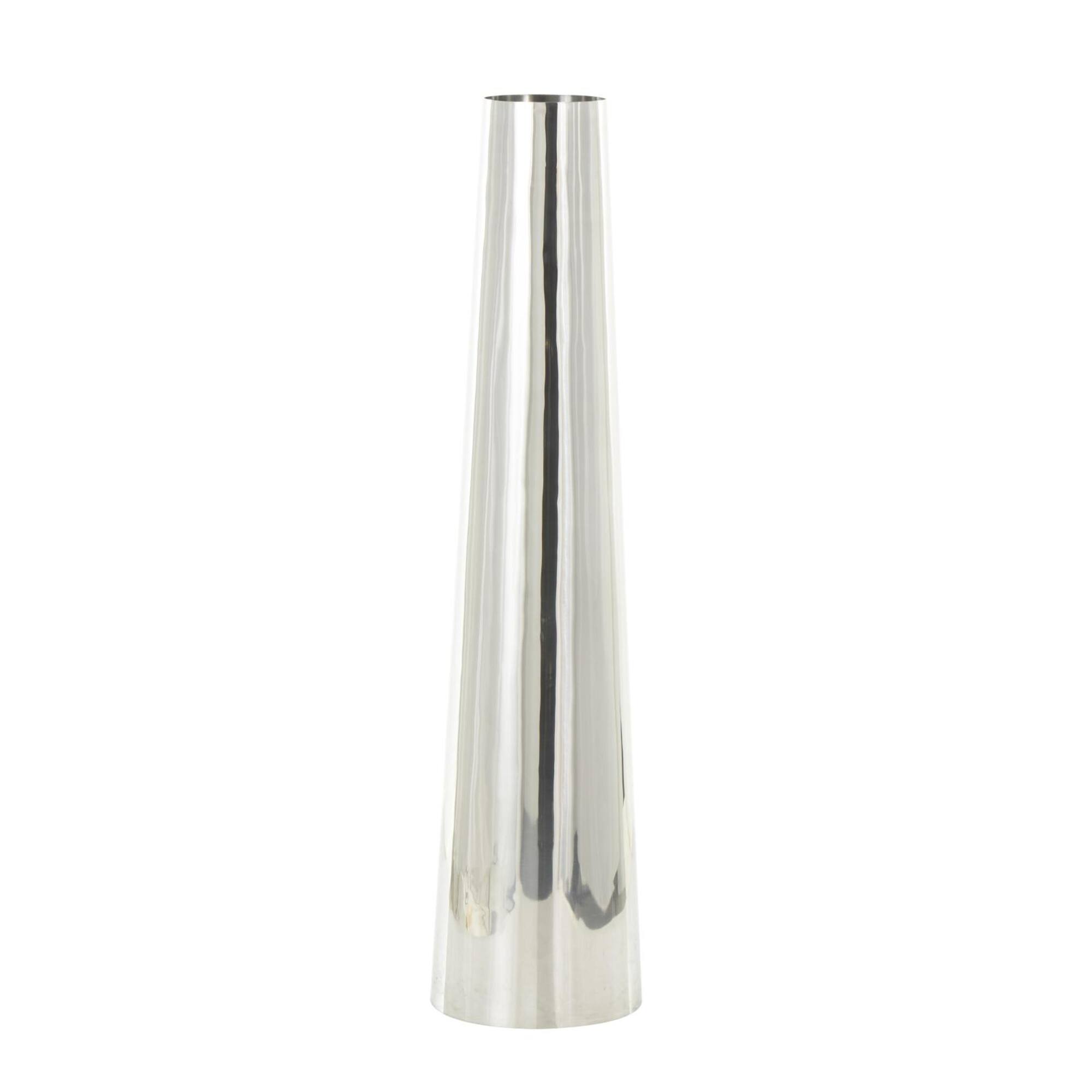 Silver Stainless Steel Metal Minimalistic Tall Floor Cone Vase